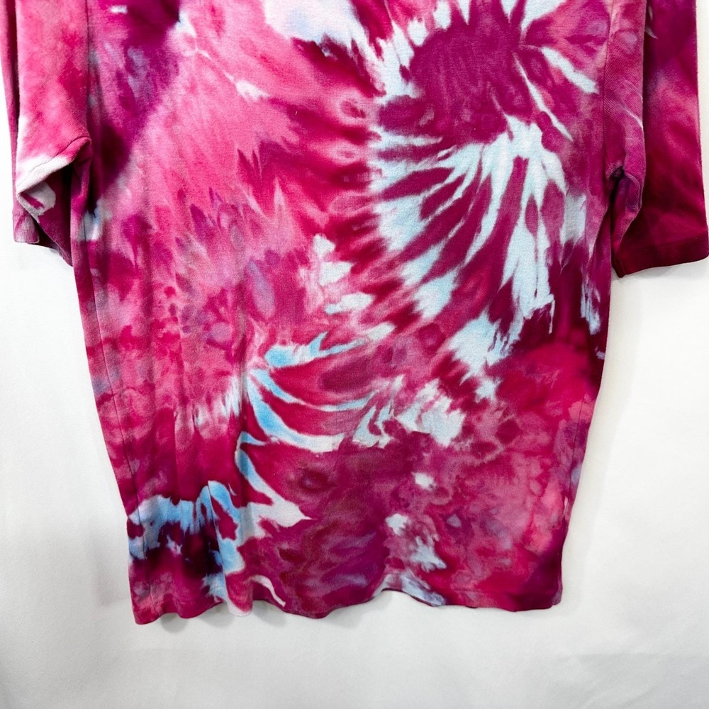 Ralph Lauren XL Top‎ Handmade Tie Dye Pink Blue Spiral Festival Boho Artsy 430 - Picture 10 of 11